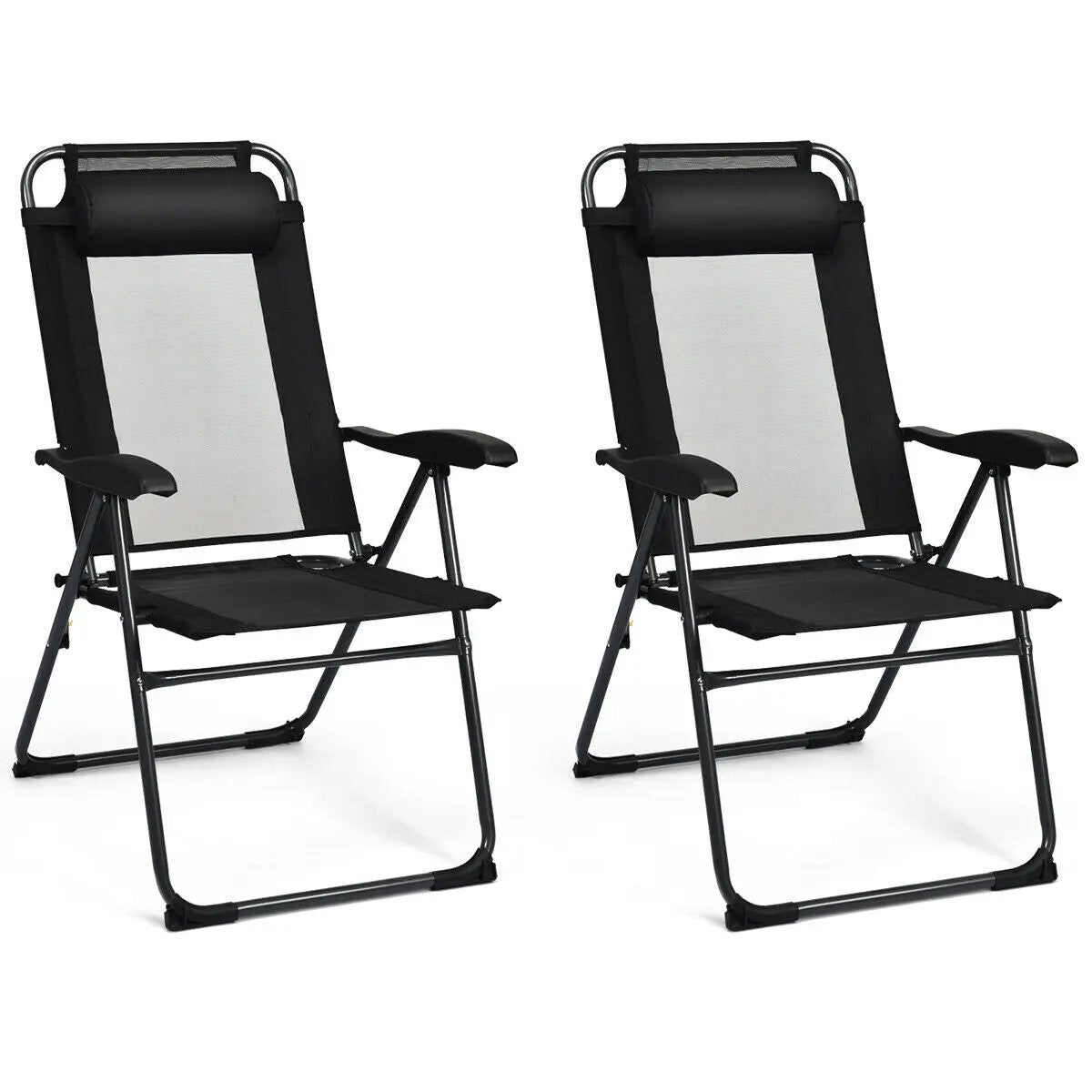 4 Pieces Patio Garden Adjustable Reclining Folding Chairs with Headrest by DirectDeals