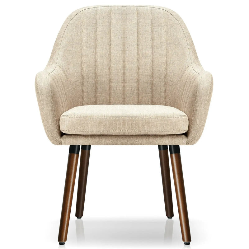 Set of 2 Fabric Upholstered Accent Chairs with Wooden Legs by DirectDeals