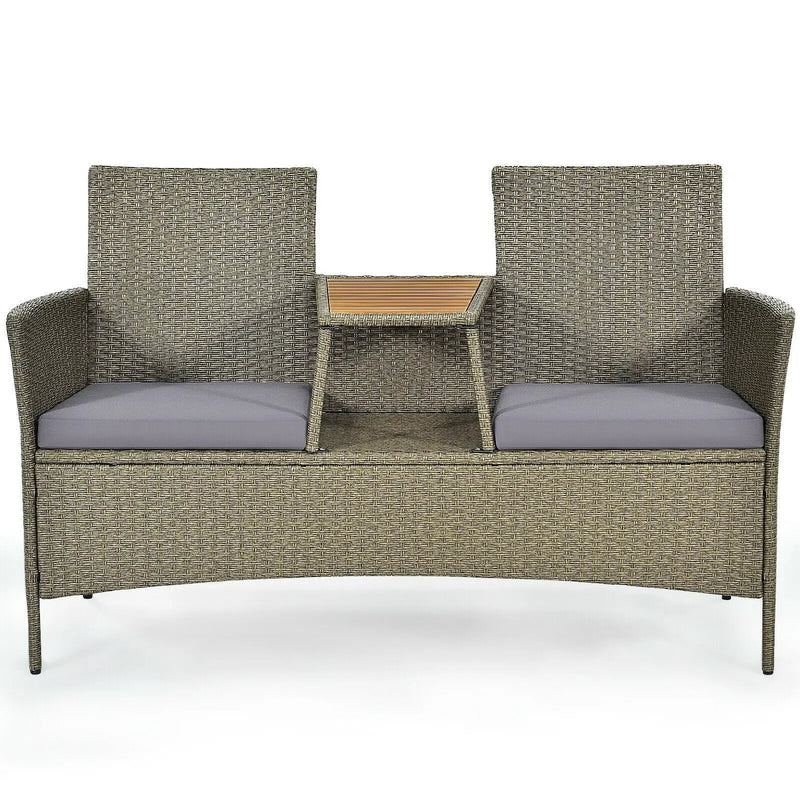 2-Person Patio Rattan Conversation Furniture Set with Coffee Table by DirectDeals