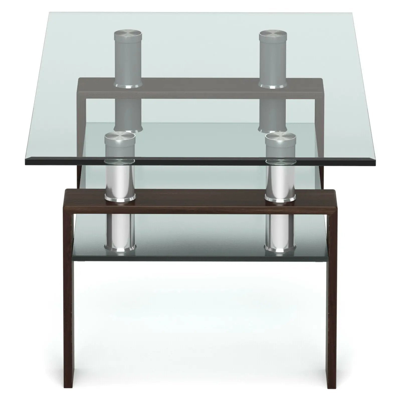 Rectangle Glass Coffee Table with Metal Legs for Living Room by DirectDeals