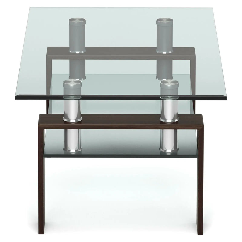 Rectangle Glass Coffee Table with Metal Legs for Living Room by DirectDeals