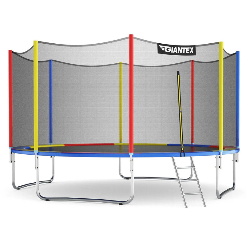 14 Feet Trampoline with Safety Enclosure Net and Ladder Outdoor for Kids Adults by DirectDeals