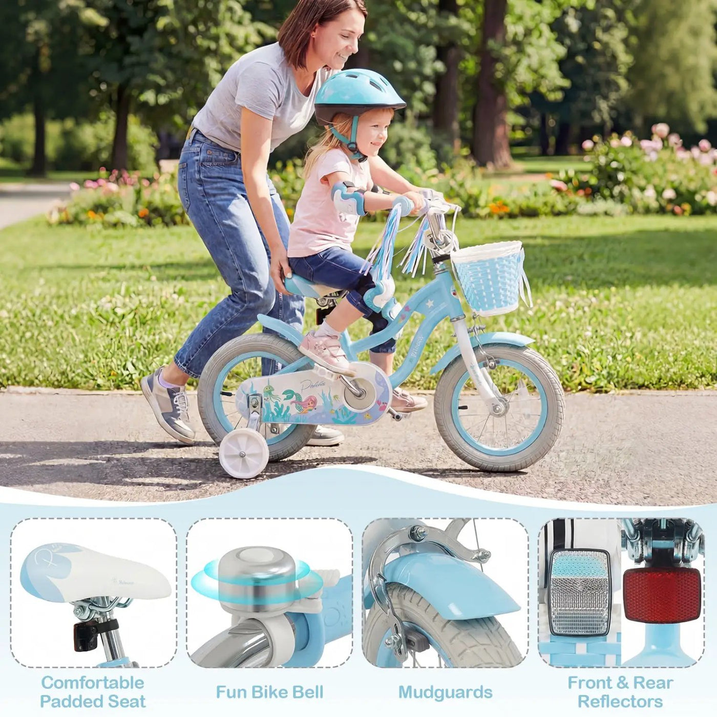 Kids Bike 12-20 Inch with Training Wheels & Basket by DirectDeals