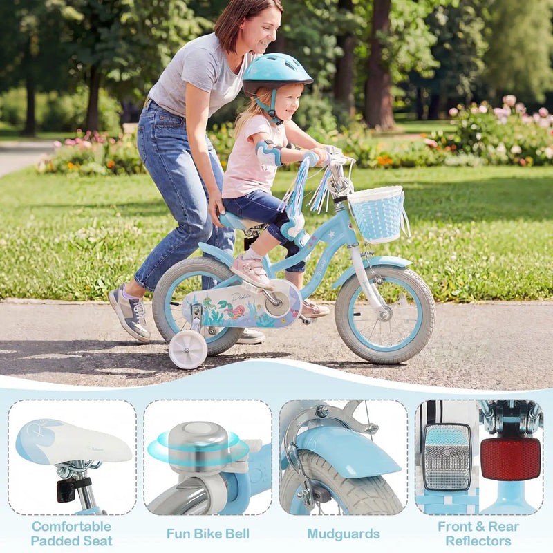 Kids Bike 12-20 Inch with Training Wheels & Basket by DirectDeals