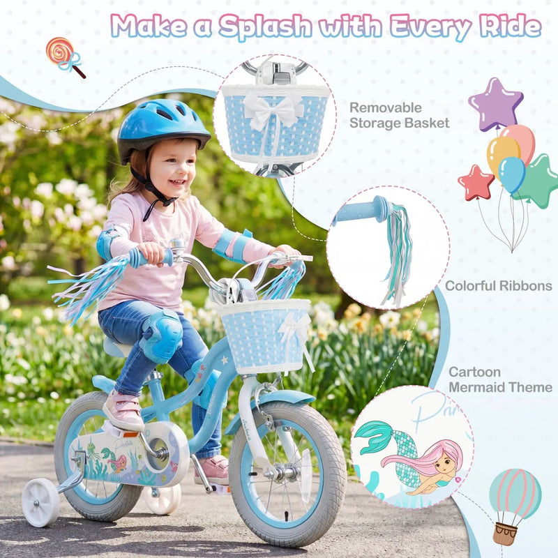 Kids Bike 12-20 Inch with Training Wheels & Basket by DirectDeals