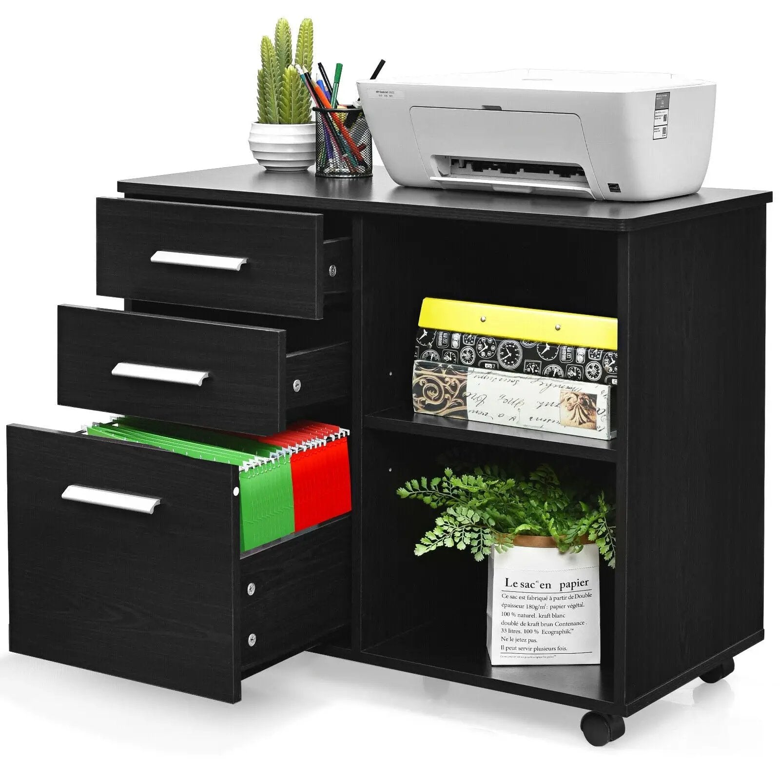 3-Drawer Mobile Lateral File Cabinet Printer Stand by DirectDeals