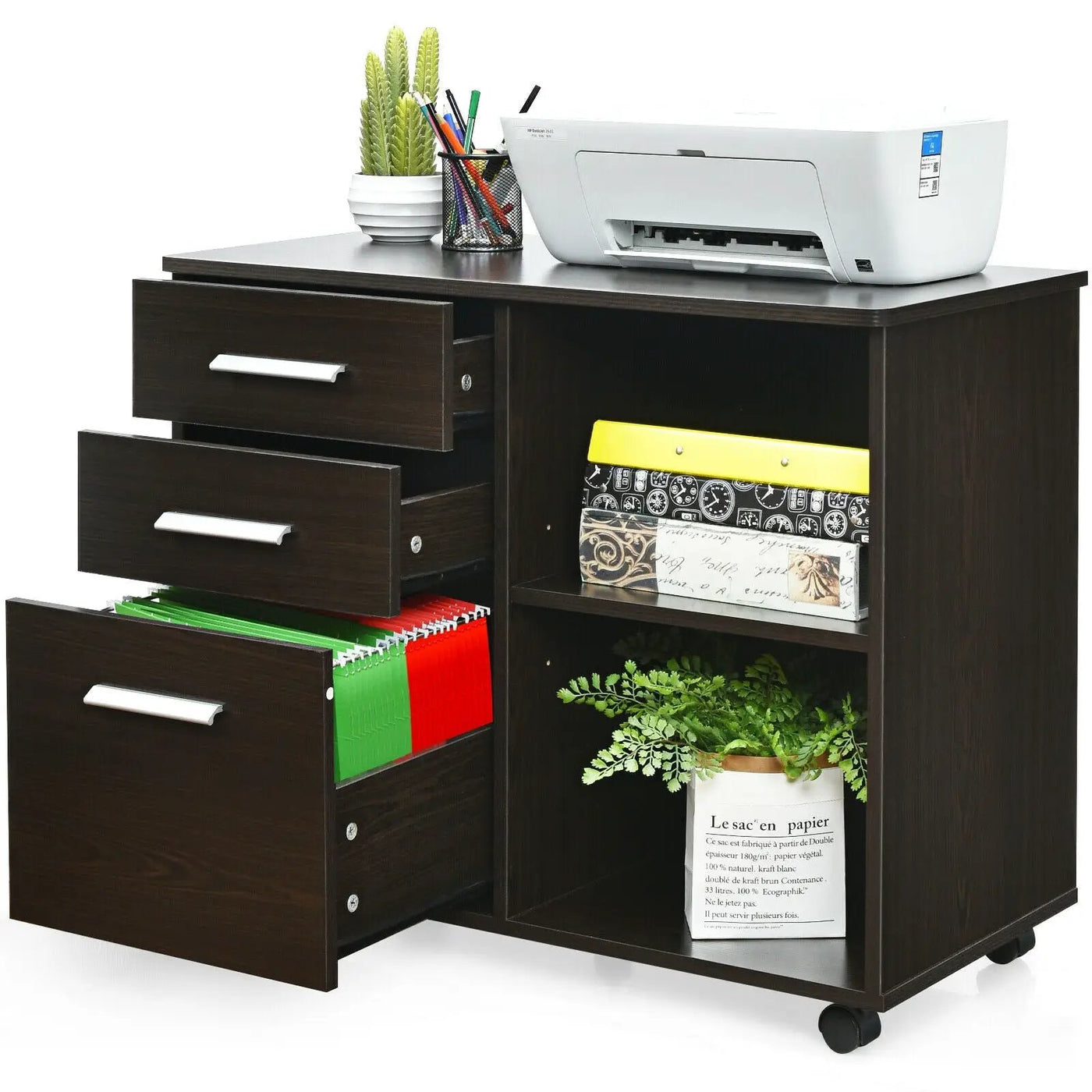3-Drawer Mobile Lateral File Cabinet Printer Stand by DirectDeals