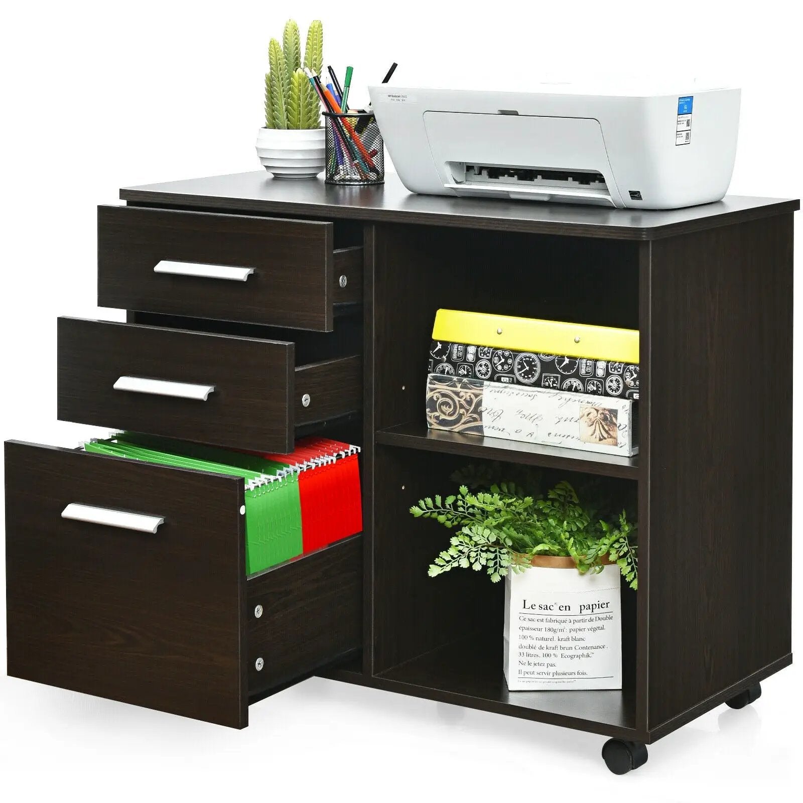 3-Drawer Mobile Lateral File Cabinet Printer Stand by DirectDeals