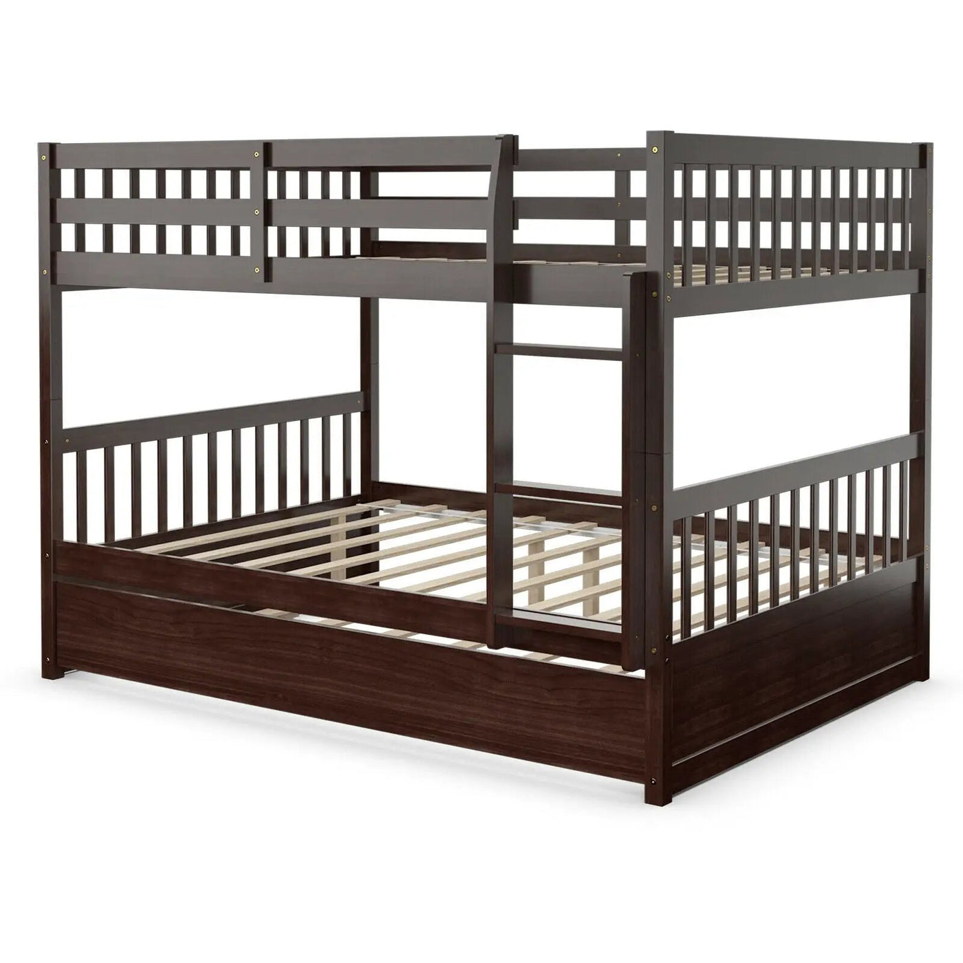Full over Full Bunk Bed Platform Wood Bed with Ladder by DirectDeals