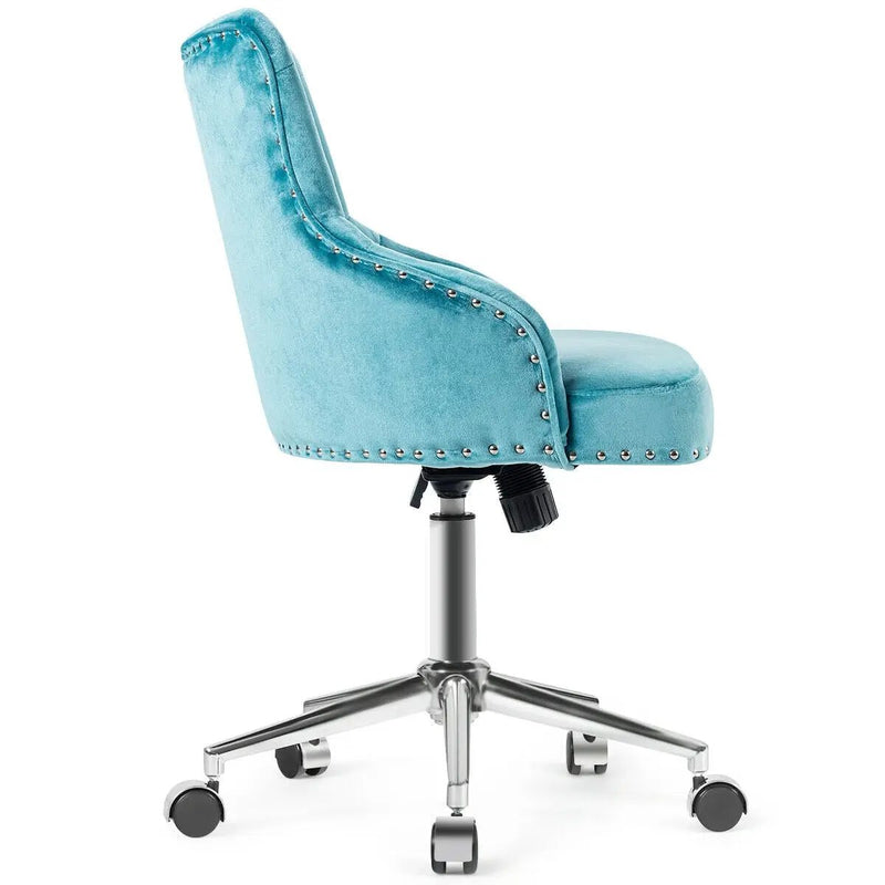 Tufted Upholstered Swivel Computer Desk Chair with Nailed Tri by DirectDeals