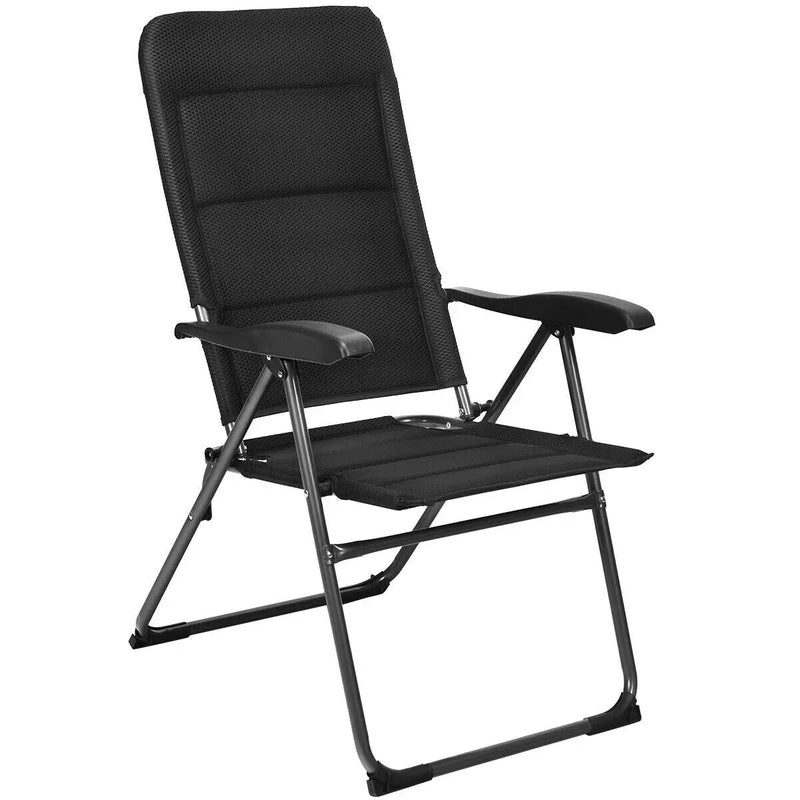Set of 4 Patio Folding Chairs with Adjustable Backrest-Black by DirectDeals