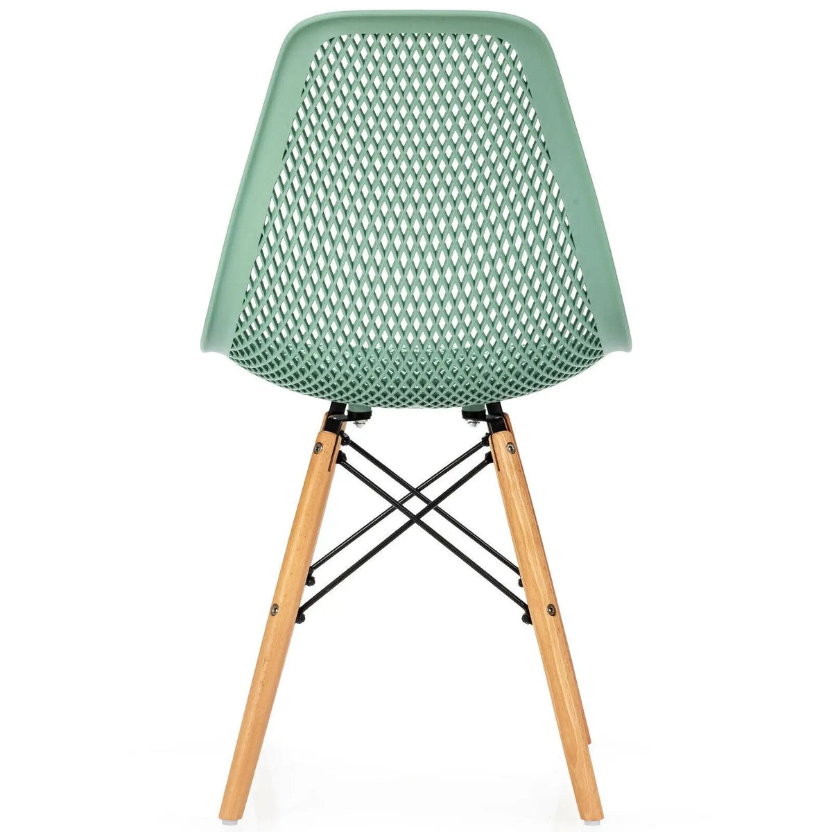 4 Pieces Modern Plastic Hollow Chair Set with Wood Leg by DirectDeals
