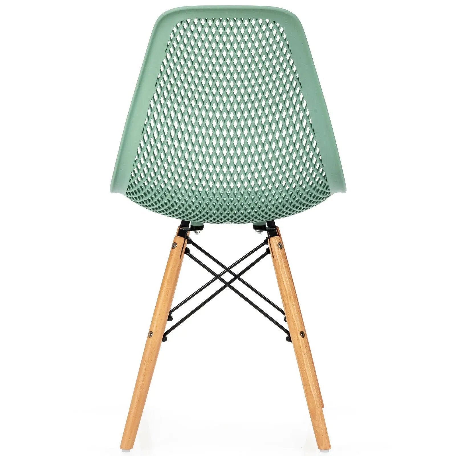 2 Pcs Modern Plastic Hollow Chair Set with Wood Leg by DirectDeals