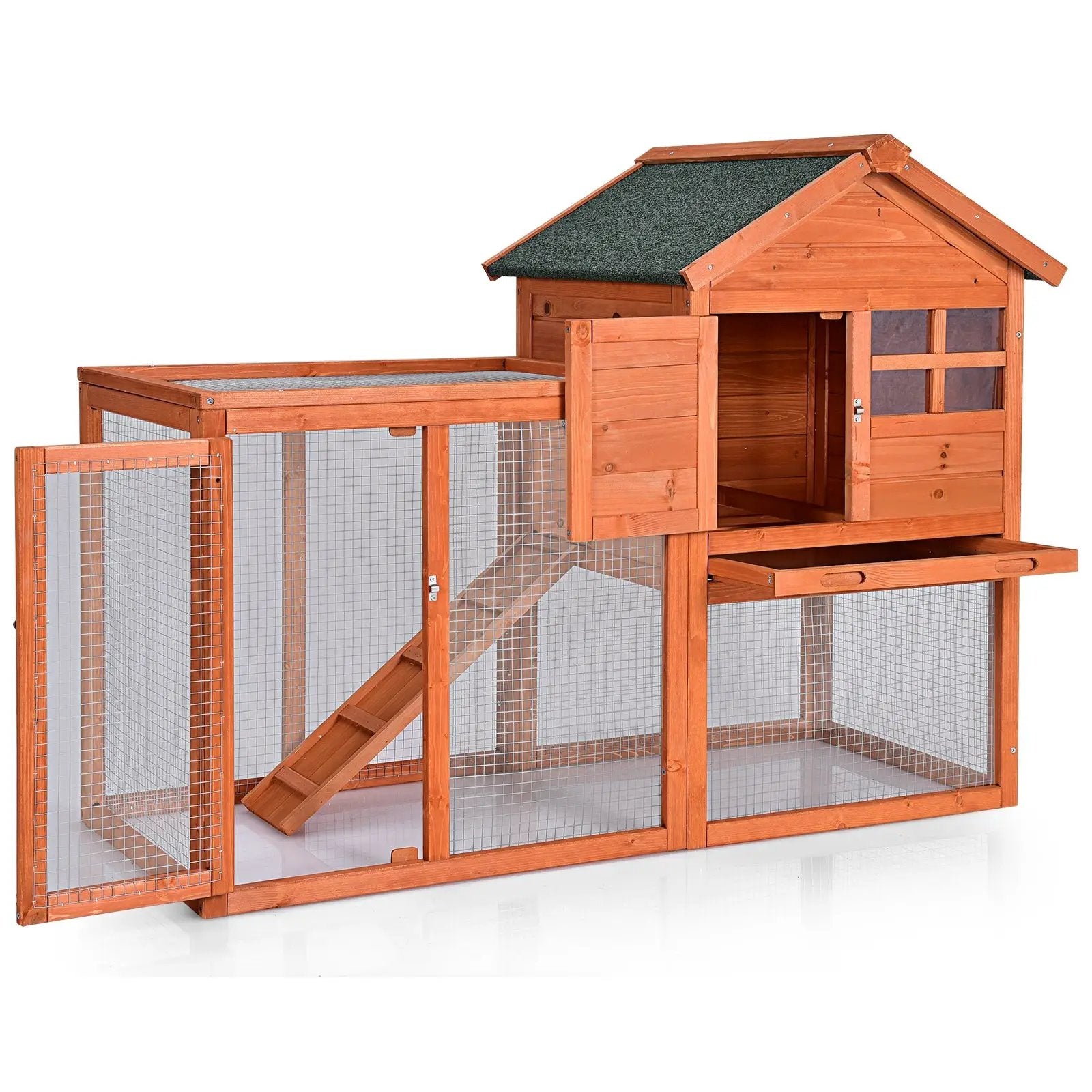Outdoor Wooden Rabbit hutch-Natural by DirectDeals