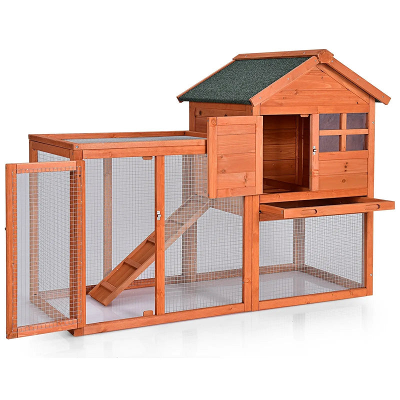 Outdoor Wooden Rabbit hutch-Natural by DirectDeals