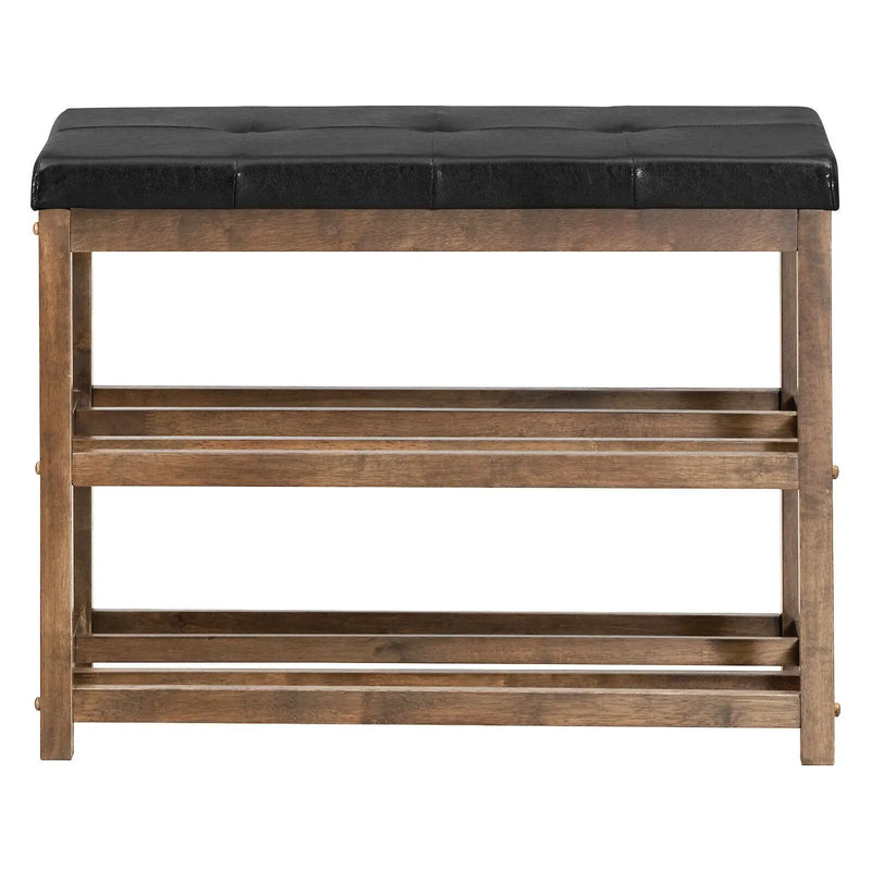 2-Tier Wooden Shoe Rack Bench with Padded Seat by DirectDeals