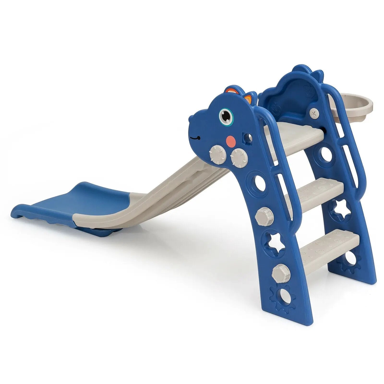 3-in-1 Kids Slide Baby Play Climber Slide Set with Basketball Hoop by DirectDeals