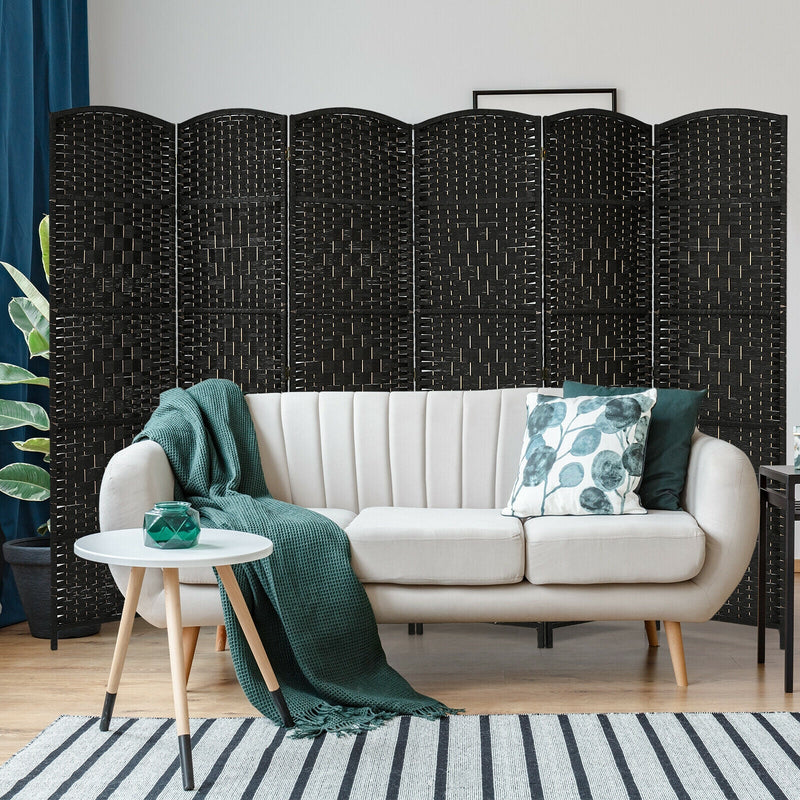 6.5Ft 6-Panel Weave Folding Fiber Room Divider Screen by DirectDeals