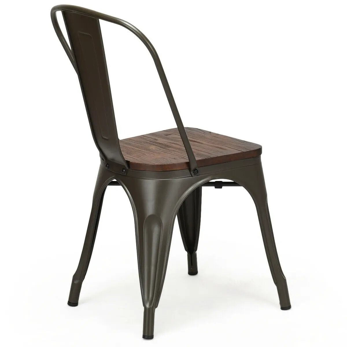 18 Inch Height Set of 4 Stackable Style Metal Wood Dining Chair by DirectDeals
