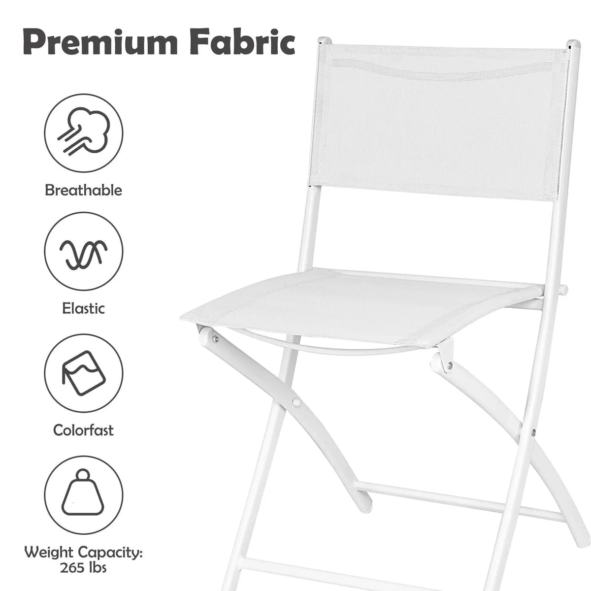 3 Pieces Patio Folding Bistro Set for Balcony or Outdoor Space by DirectDeals