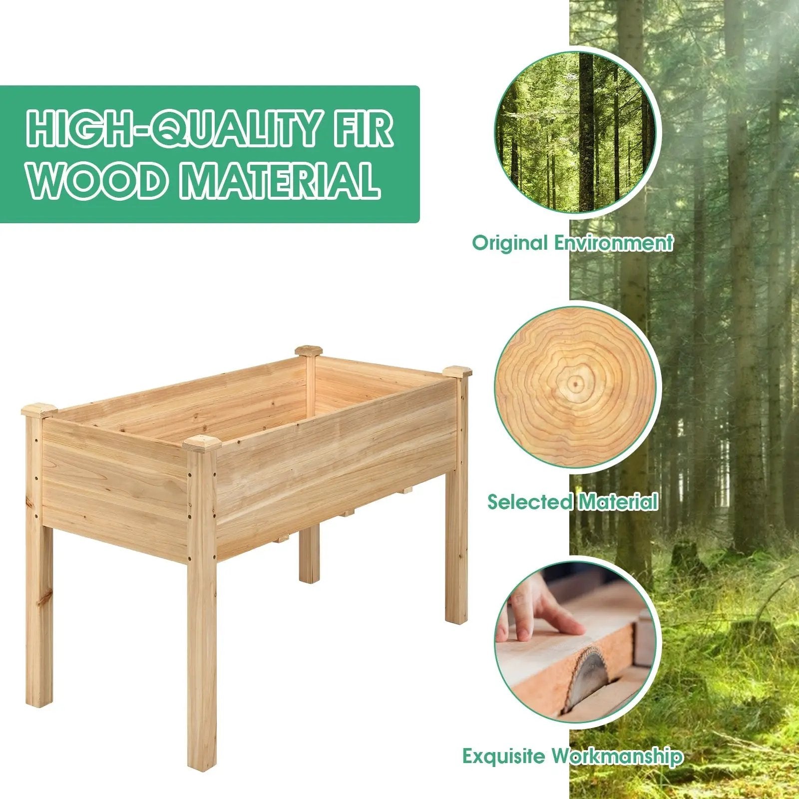 Wooden Raised Vegetable Garden Bed Elevated Grow Vegetable Planter by DirectDeals