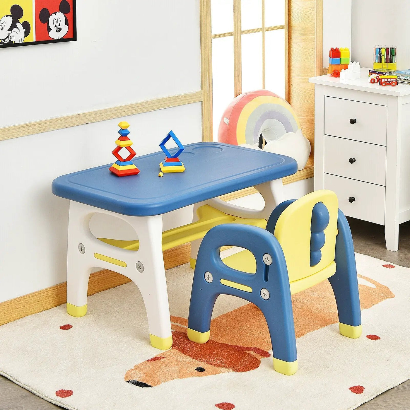 Kids Activity Table and Chair Set with Montessori Toys for Preschool and Kindergarten by DirectDeals