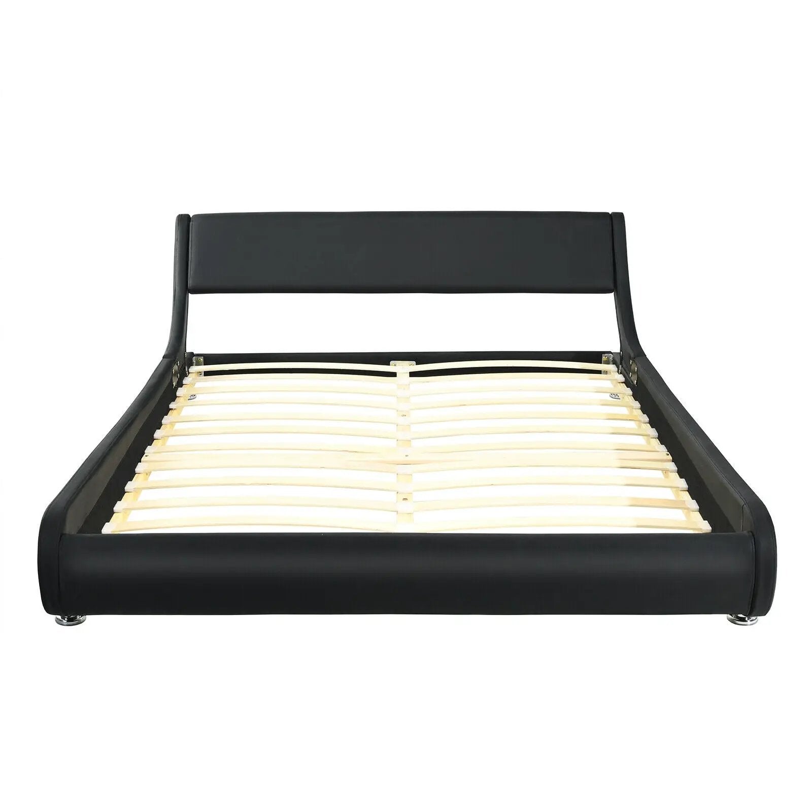 Full Size Faux Leather Upholstered Platform Bed Adjustable Headboard-Black by DirectDeals