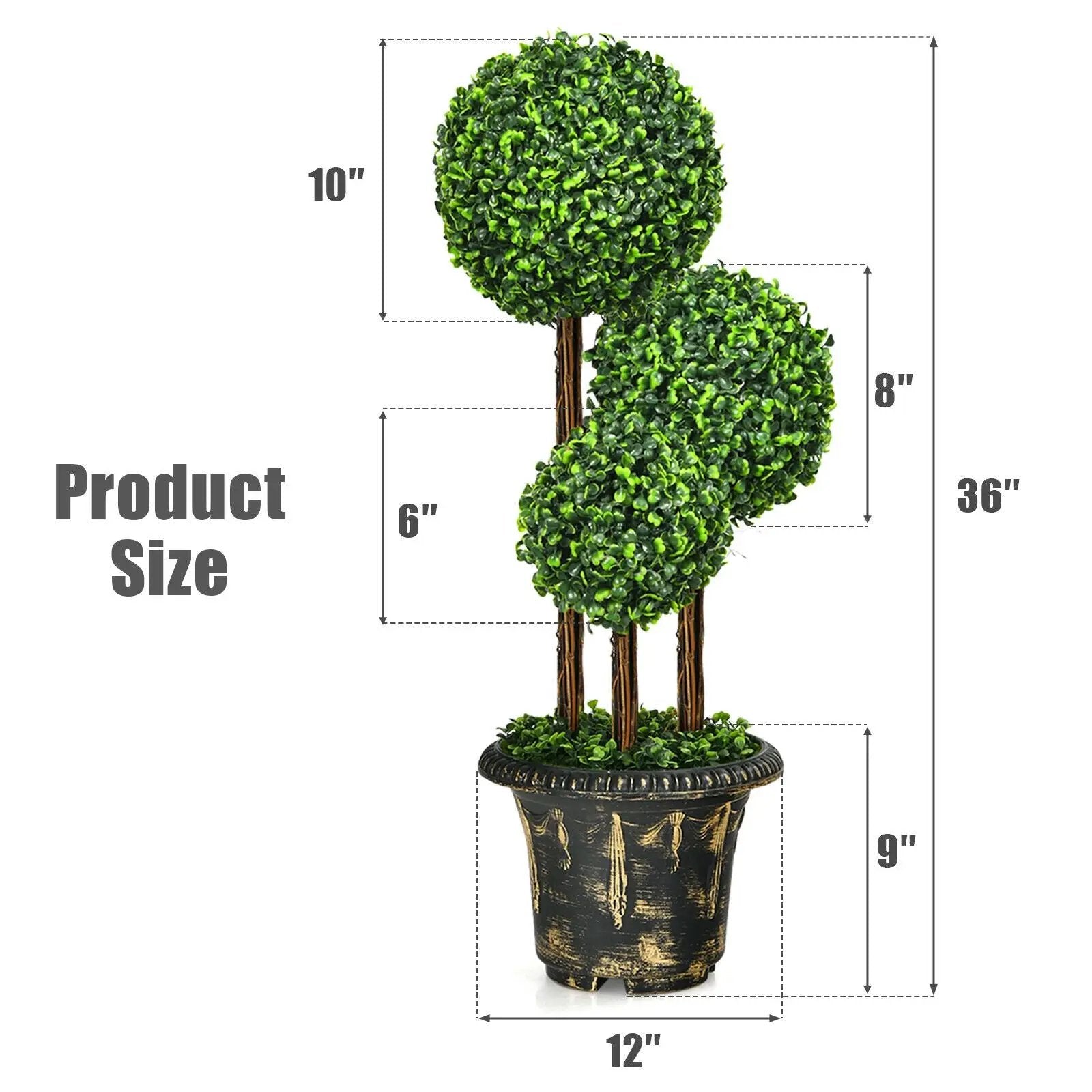 36-Inch Artificial Topiary Triple Ball Tree for Indoor and Outdoor by DirectDeals