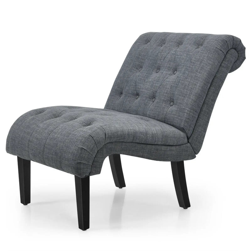 Cotton Linen Fabric Armless Accent Chair with Adjustable Foot Pads by DirectDeals