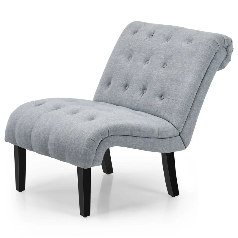 Cotton Linen Fabric Armless Accent Chair with Adjustable Foot Pads by DirectDeals