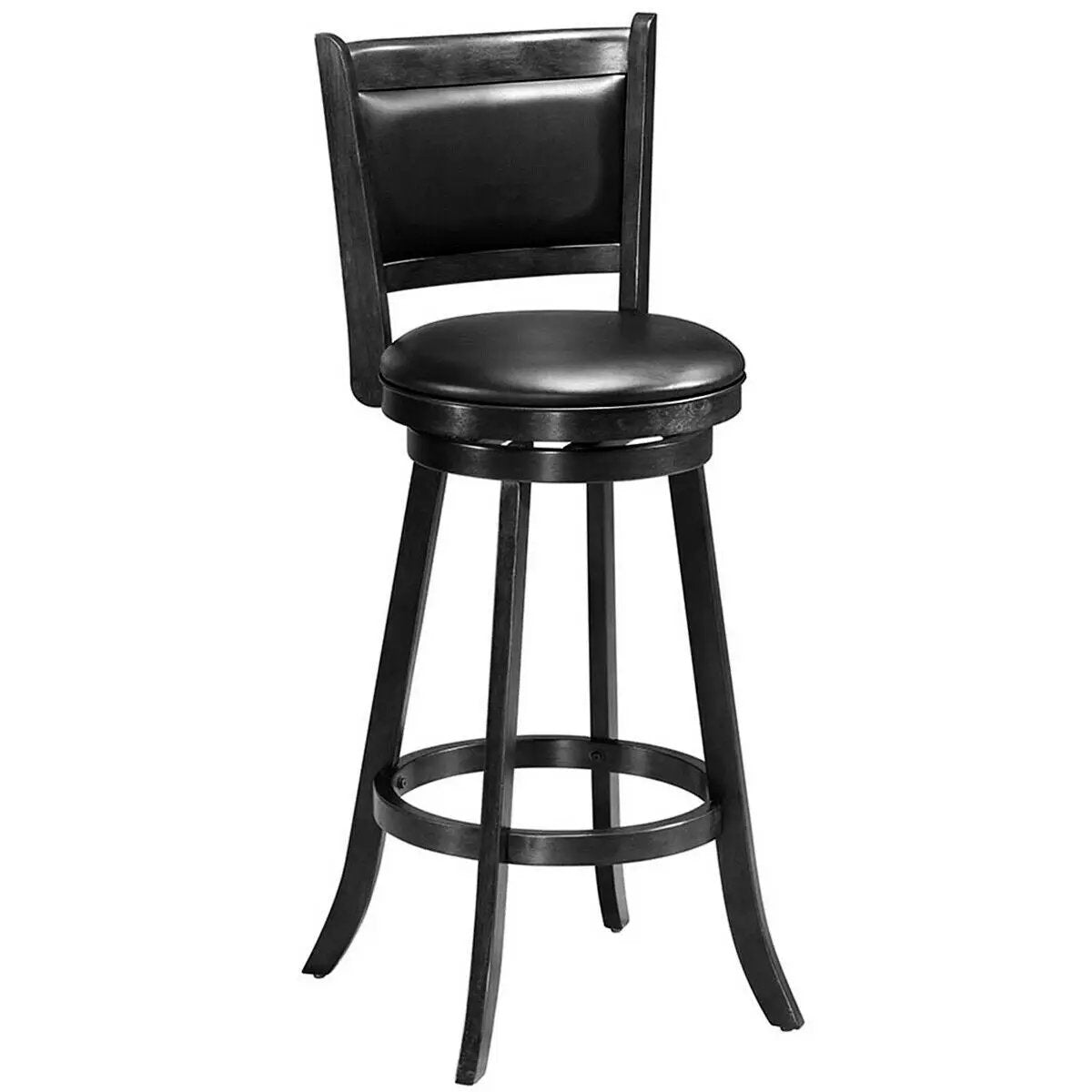 Set of 2 29 Inch Swivel Bar Height Stool Wood Dining Chair Barstool by DirectDeals