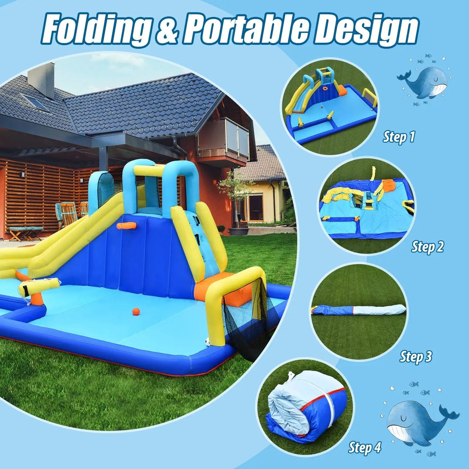6-in-1 Inflatable Water Slide Jumping House without Blower by DirectDeals