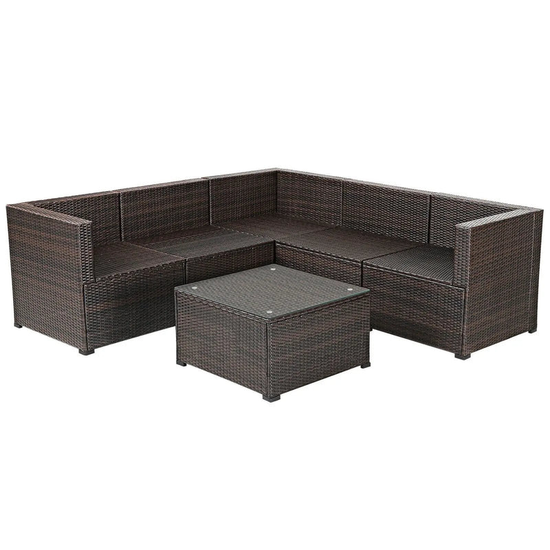 6 Pieces Patio Furniture Sofa Set with Cushions for Outdoor by DirectDeals