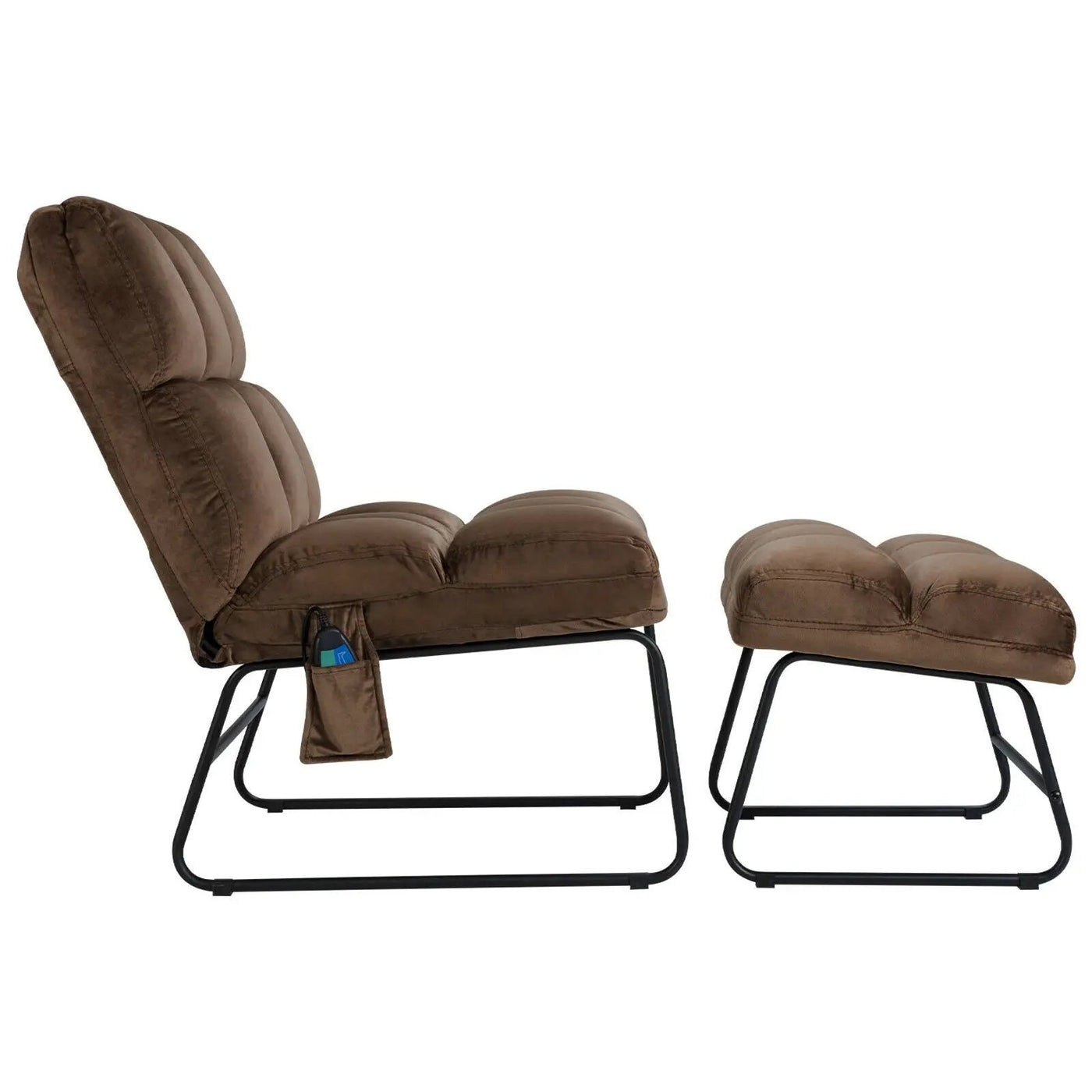 Velvet Massage Recliners with Ottoman Remote Control and Side Pocket by DirectDeals