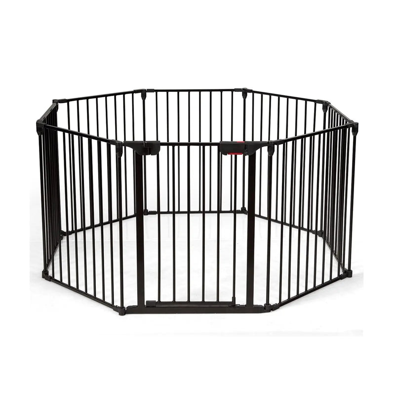 Adjustable Panel Baby Safe Metal Gate Play Yard-Black by DirectDeals