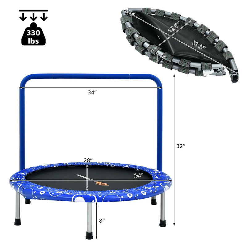 36 Inch Kids Trampoline Mini Rebounder with Full Covered Handrail by DirectDeals