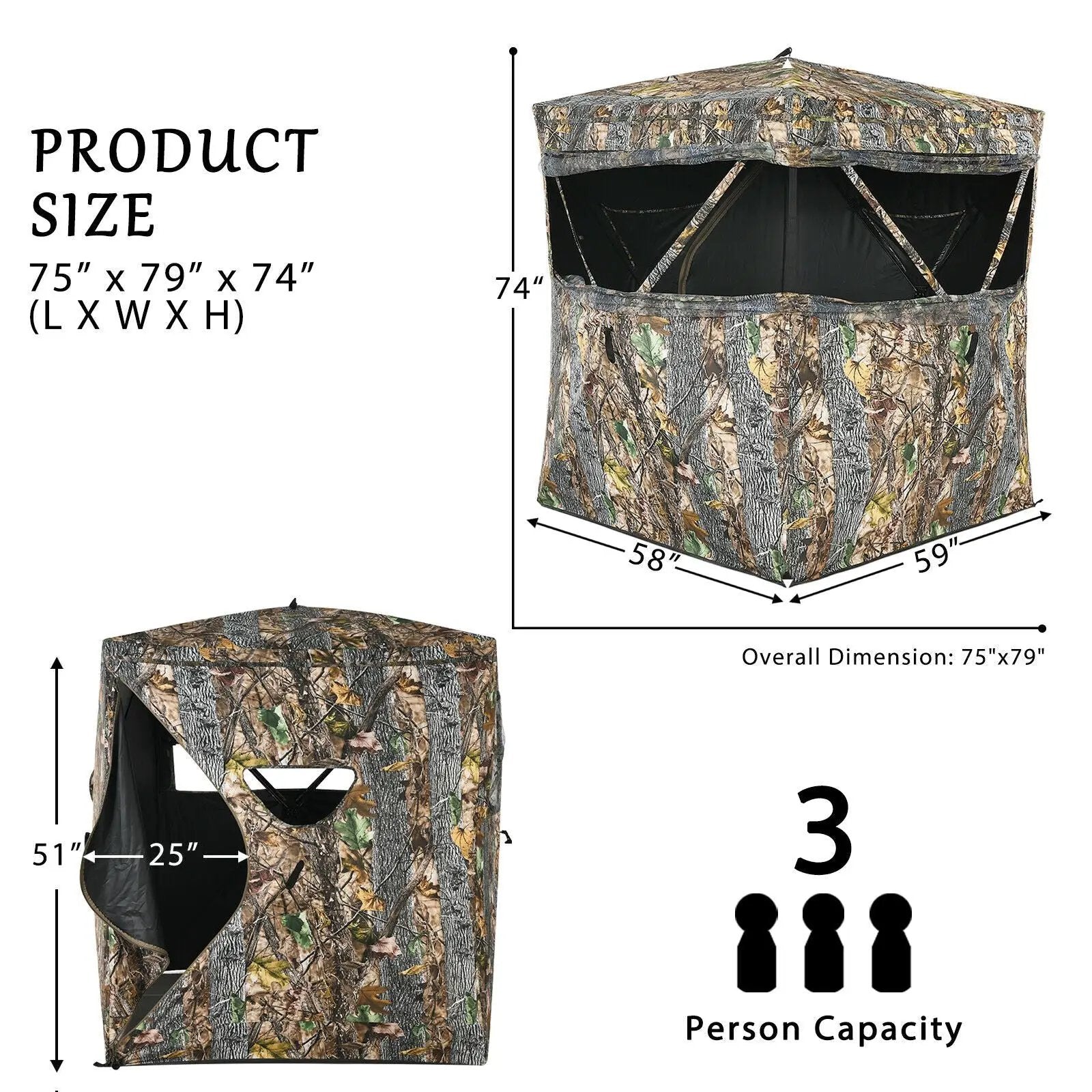 3 Person Portable Surround View Tent with Slide Mesh Window by DirectDeals