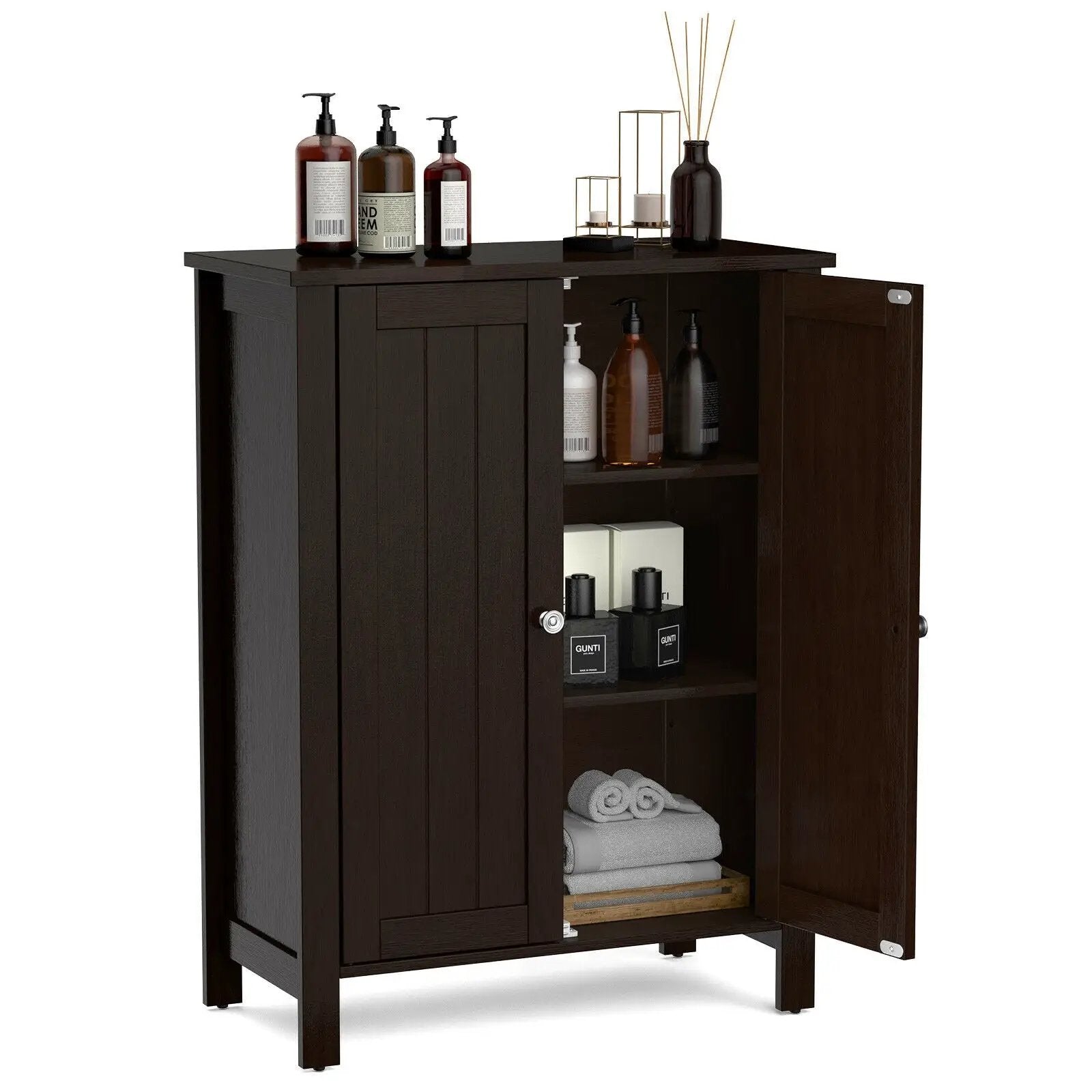 2-Door Bathroom Floor Storage Cabinet Space Saver Organizer by DirectDeals