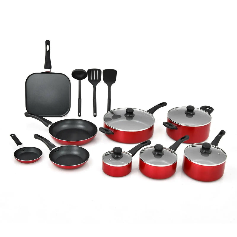 17 Pieces Hard Anodized Nonstick Cookware Pots and Pans Set by DirectDeals