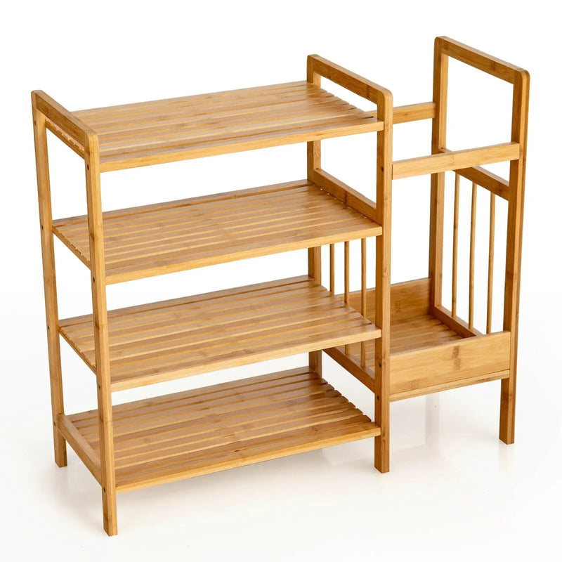 4-Tier Bamboo Shoe Rack Organiser with Umbrella Holder-Natural by DirectDeals