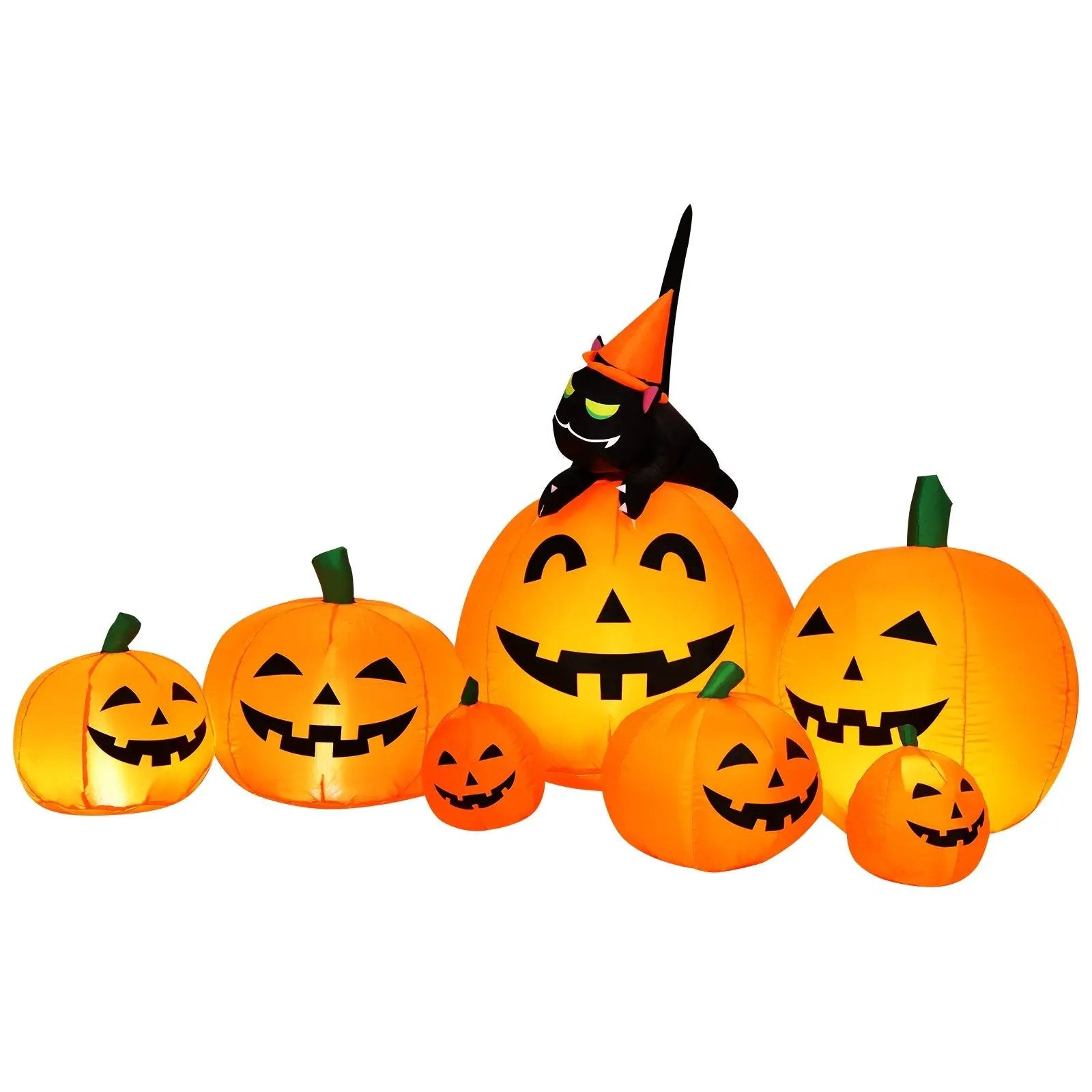 Halloween 7.5 Feet Inflatable Pumpkin Combo with Witch Black Cat by DirectDeals
