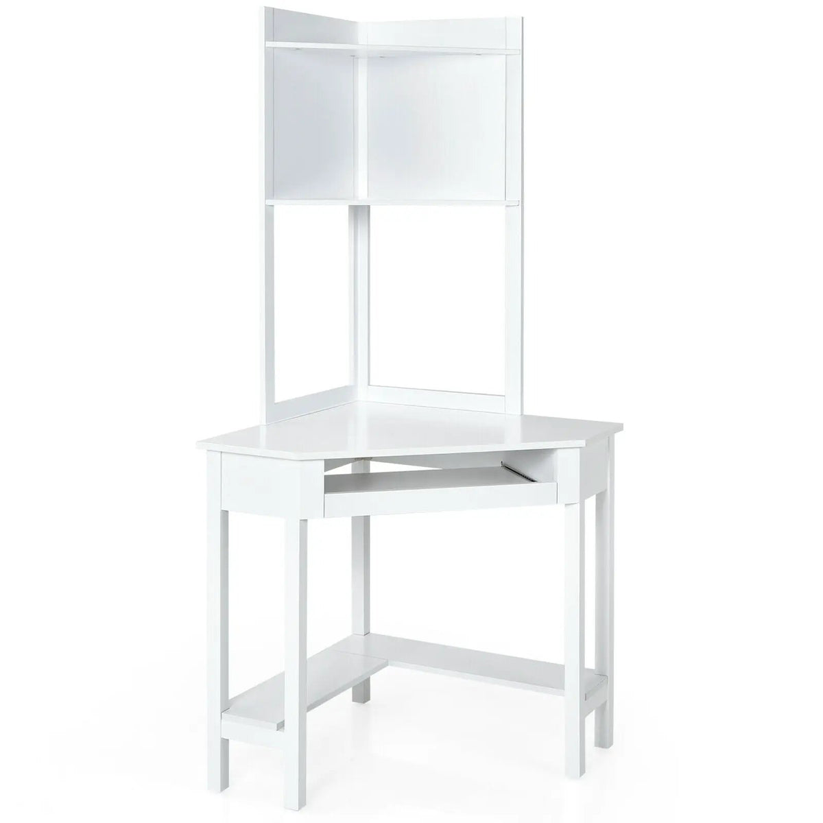 Corner Computer Desk with Hutch and Storage Shelves by DirectDeals