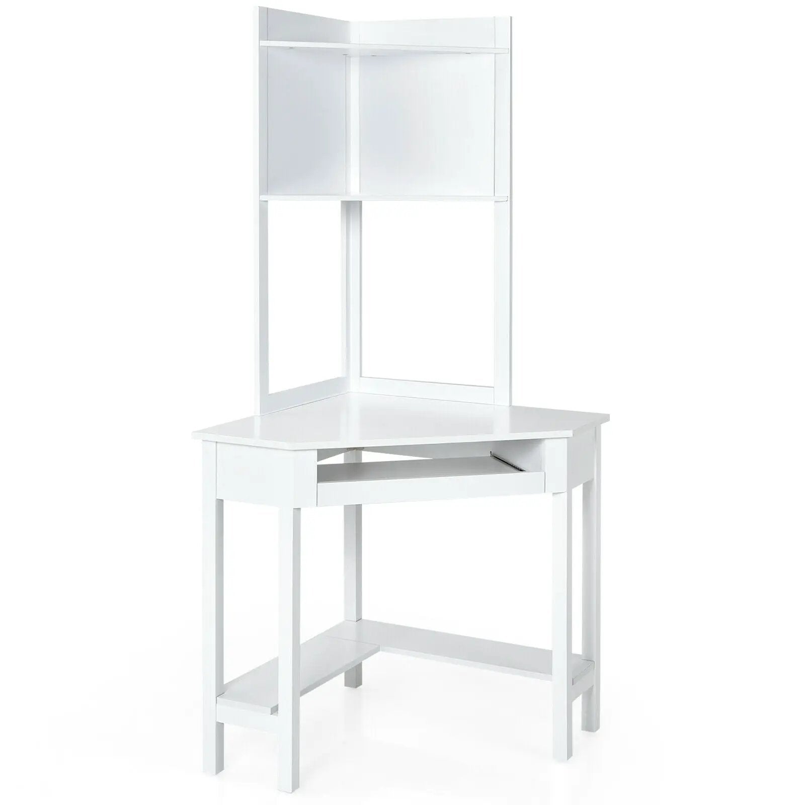 Corner Computer Desk with Hutch and Storage Shelves by DirectDeals