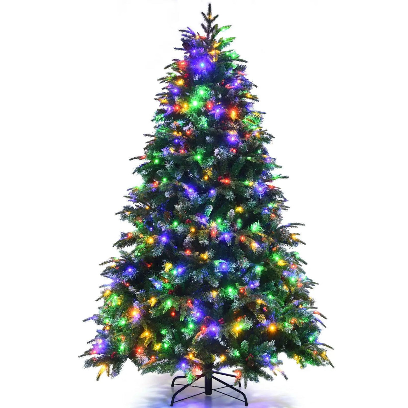 Pre-Lit Snowy Christmas Hinged Tree with Multi-Color Lights by DirectDeals
