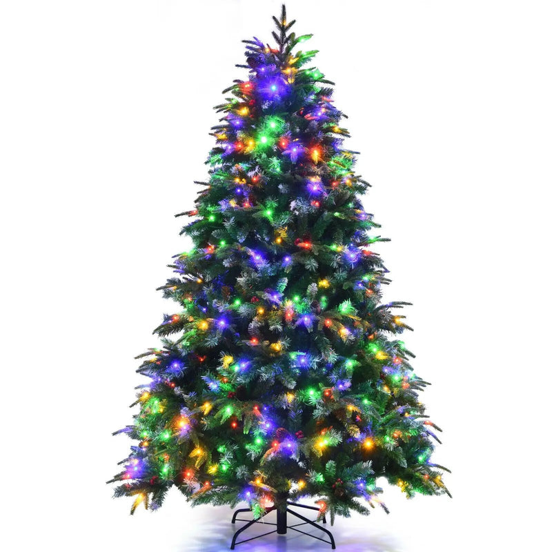 Pre-Lit Snowy Christmas Hinged Tree with Multi-Color Lights by DirectDeals