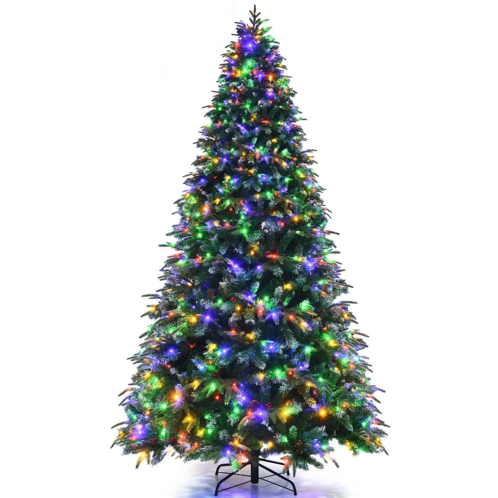 Pre-Lit Snowy Christmas Hinged Tree with Multi-Color Lights by DirectDeals