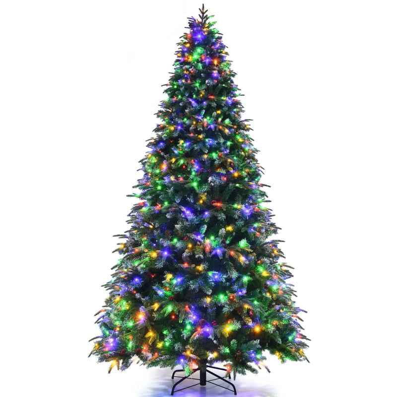 Pre-Lit Snowy Christmas Hinged Tree with Multi-Color Lights by DirectDeals