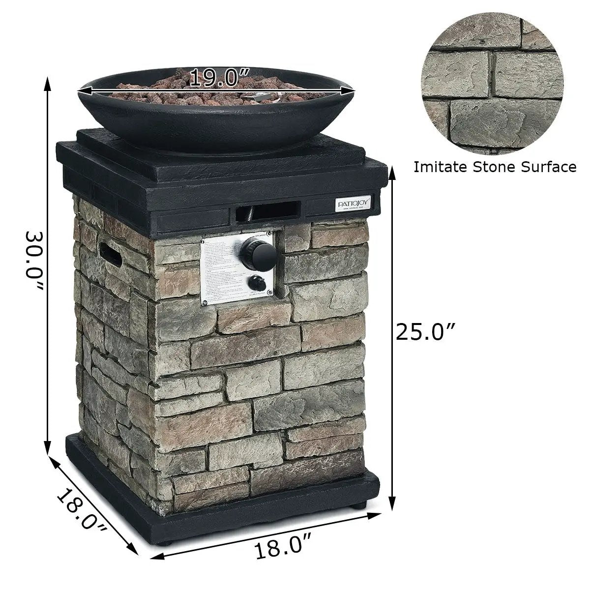 40000BTU Outdoor Propane Burning Fire Bowl Column Realistic Look Firepit Heater by DirectDeals