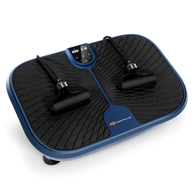 Mini Vibration Fitness Plate Machine with Remote Control and Loop Bands-Blue by DirectDeals