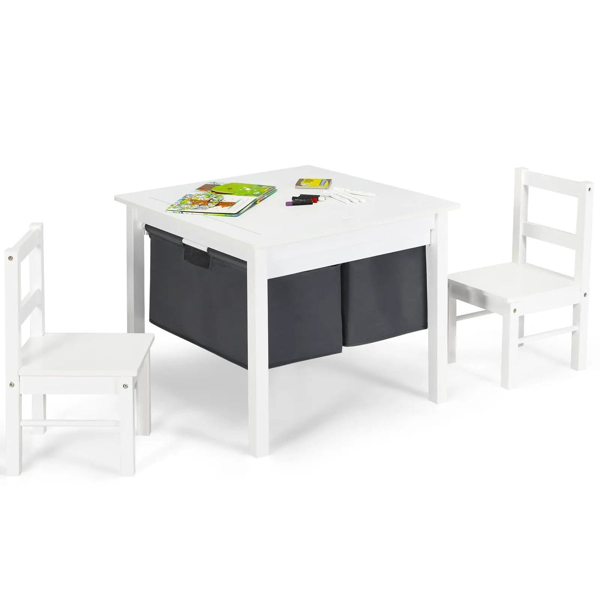2-in-1 Kids Activity Table and 2 Chairs Set with Storage Building Block Table by DirectDeals